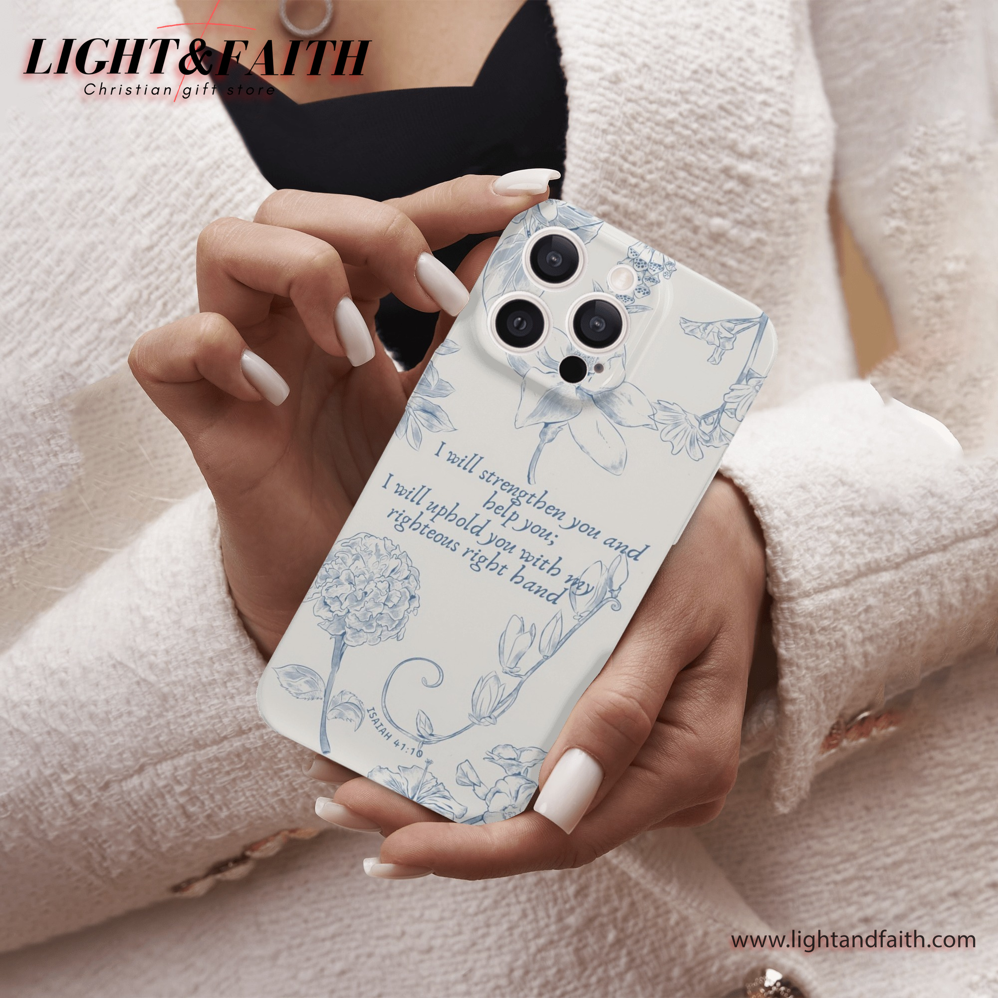 Christian Floral Phone Case – Isaiah 41:10 Scripture Design for Women, Christian Phone Case, Bible Verse Phone Case, Religious Gift, PCLAF47